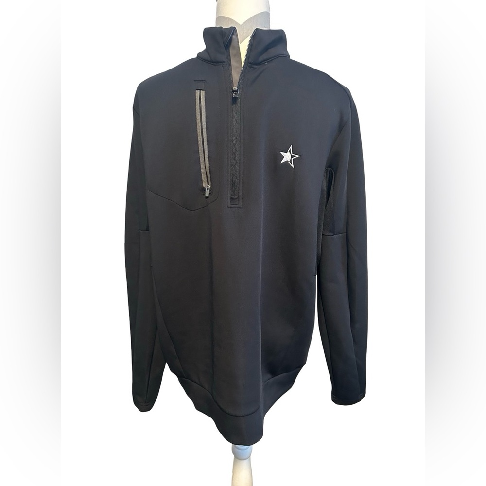 Antigua Black Quarter Zip Pullover Jacket Star Logo Size Large